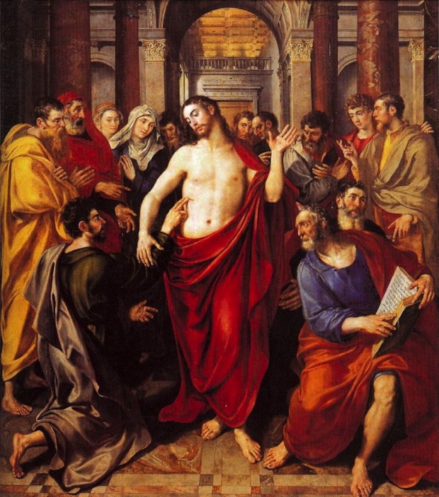 Ο Θωμάς ψηλαφεί τα σημάδια στις πληγές του Χριστού