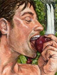Ο Αδάμ τρώει το <a style="font-weight:normal;" href="https://coolweb.gr/milo-kovoume-ginetai-kafe/" title="Γιατί όταν κόψουμε ένα μήλο γίνεται καφέ μετά από λίγη ώρα;">μήλο</a> που του έδωσε η Εύα